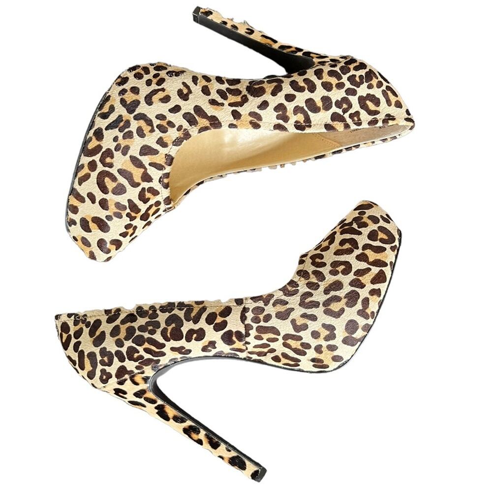 Kelsi Dagger Brette Cheetah Print Calf Hair Leather Platform Heels 9.5